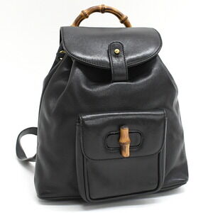 Gucci Bamboo Backpack Black Leather